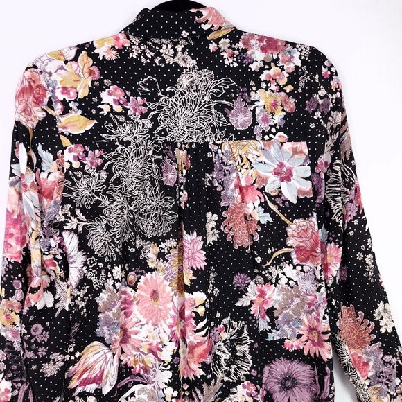 Anthropologie Maeve Autumnal Tunic Top Size XS Button Up Oversized Floral Boho - Picture 12 of 15